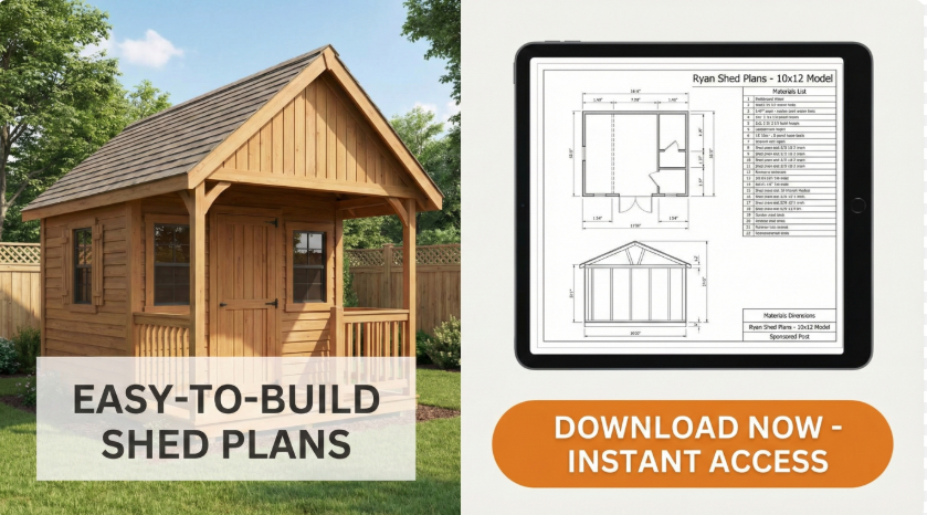 Ryan Shed Plans - 10x12 Blueprints & Material List