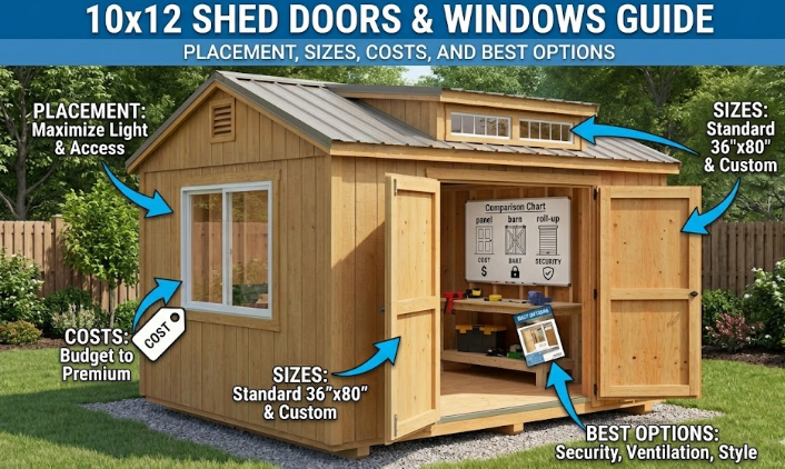 10×12 Shed Doors & Windows Guide (Placement, Sizes, Costs, and Best Options)